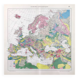 Old map of Europe 43x43cm from 1950