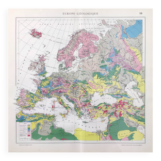 Old map of Europe 43x43cm from 1950