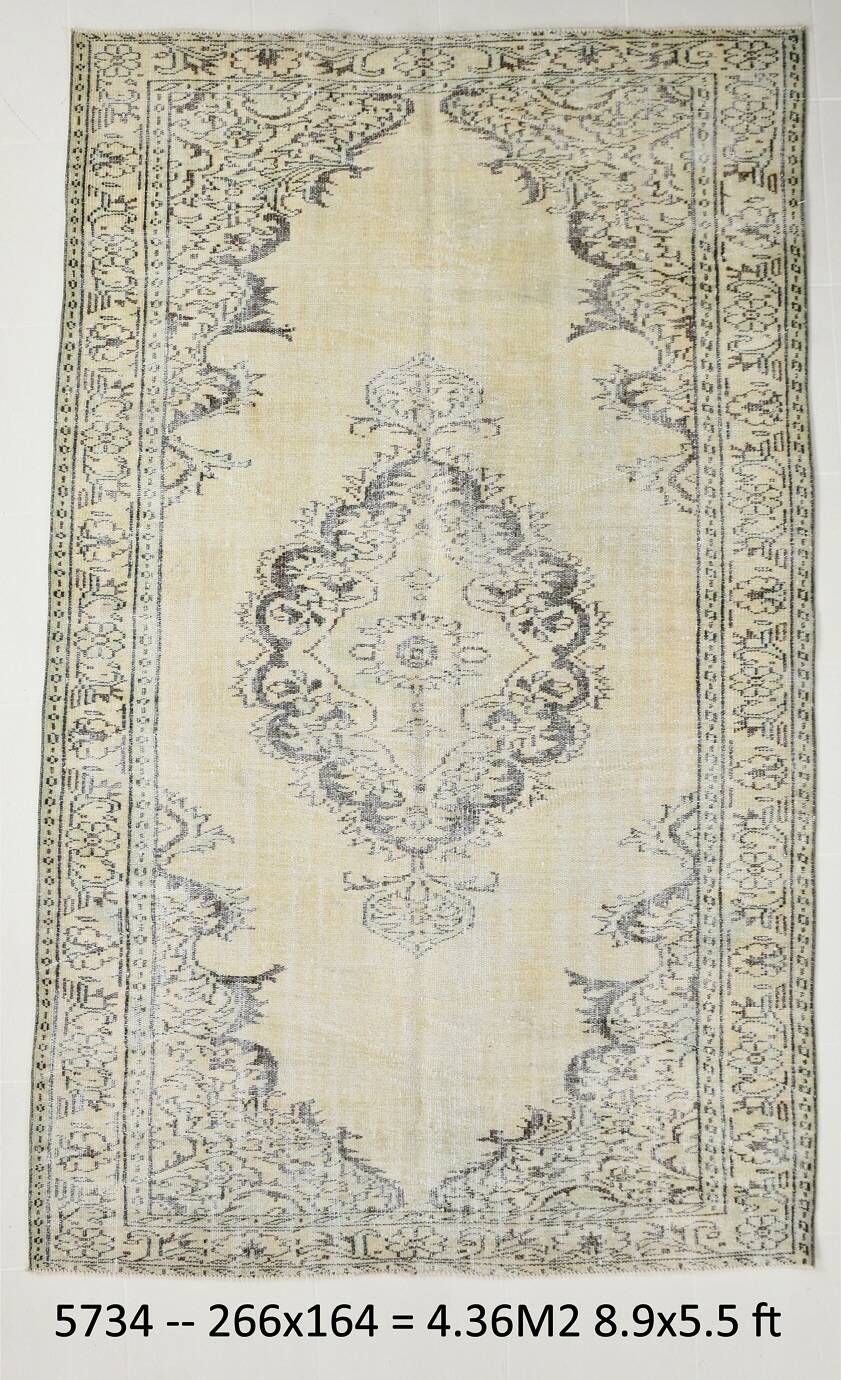 Light Yellow & Brown Vintage Rug, 164x266Cm