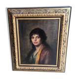 Oil on canvas painting with its beautiful original frame by Fernande Hortense Cécile de MERTENS