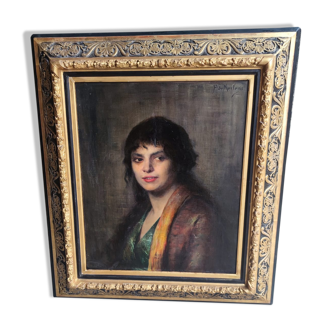 Oil on canvas painting with its beautiful original frame by Fernande Hortense Cécile de MERTENS