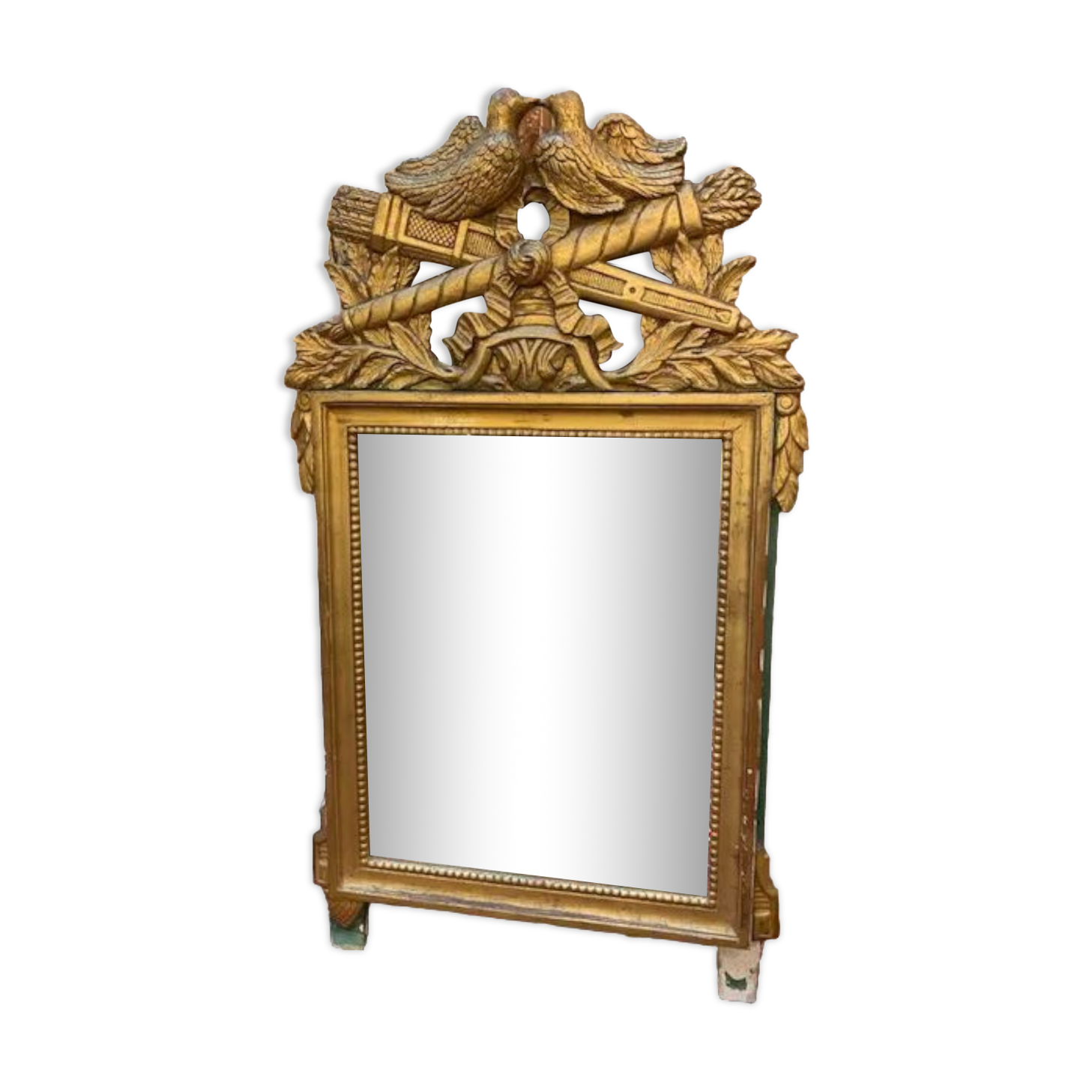 Miroir doré et vert en bois