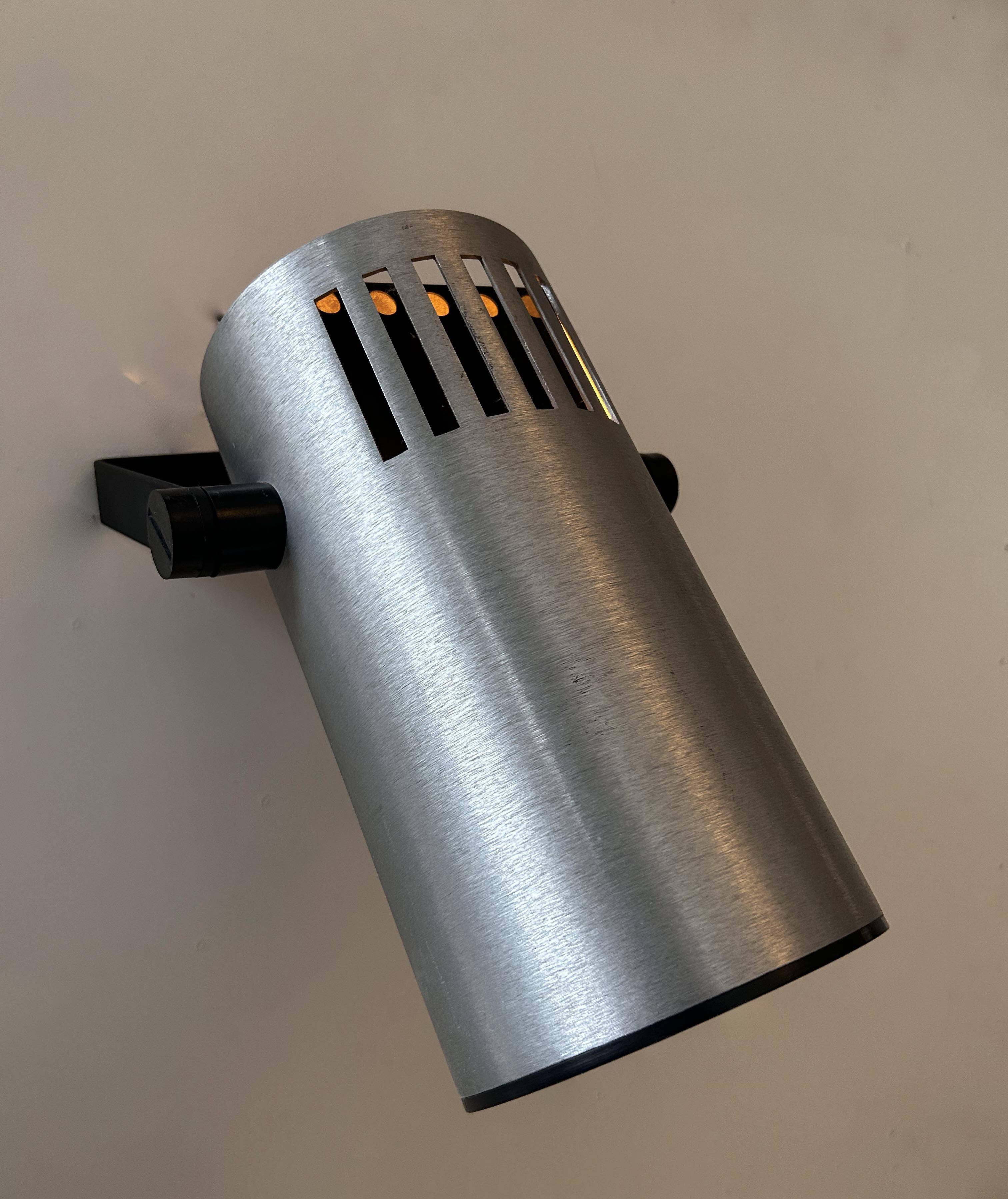 Pair of adjustable wall lights, brushed metal, France 1970