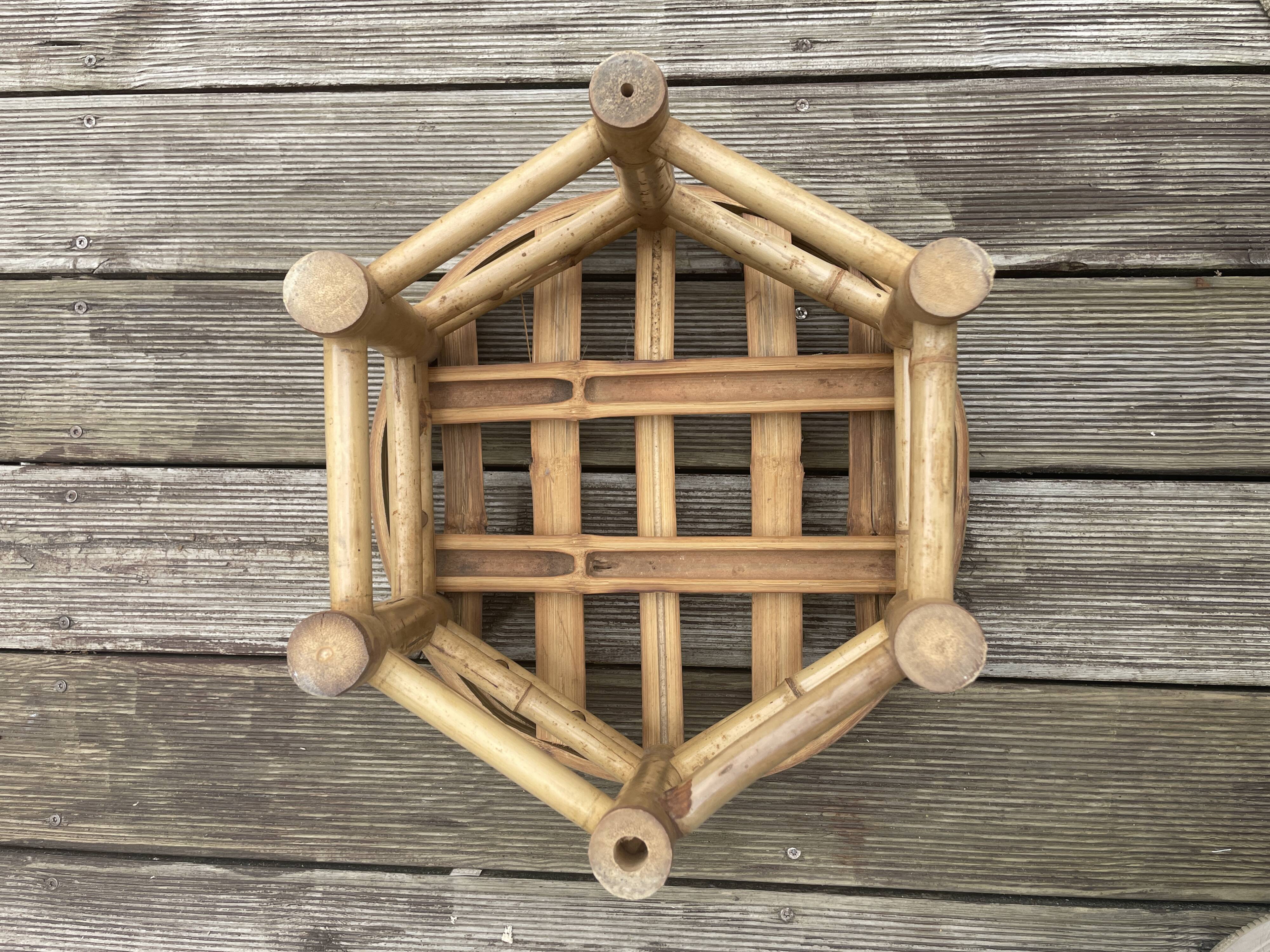 Vintage rattan pouf from the 60s