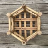 Vintage rattan pouf from the 60s