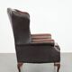 Brown smooth cow leather Chesterfield wingback armchair in English style
