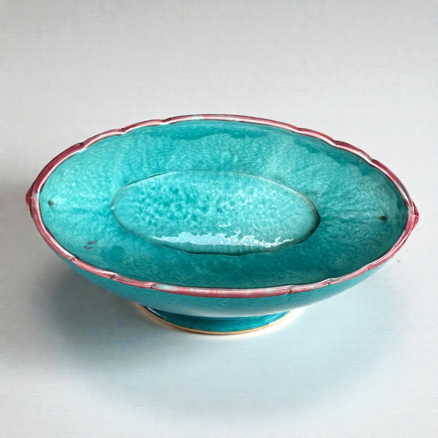 Art Nouveau ceramic jardinière Barbotine Orchies