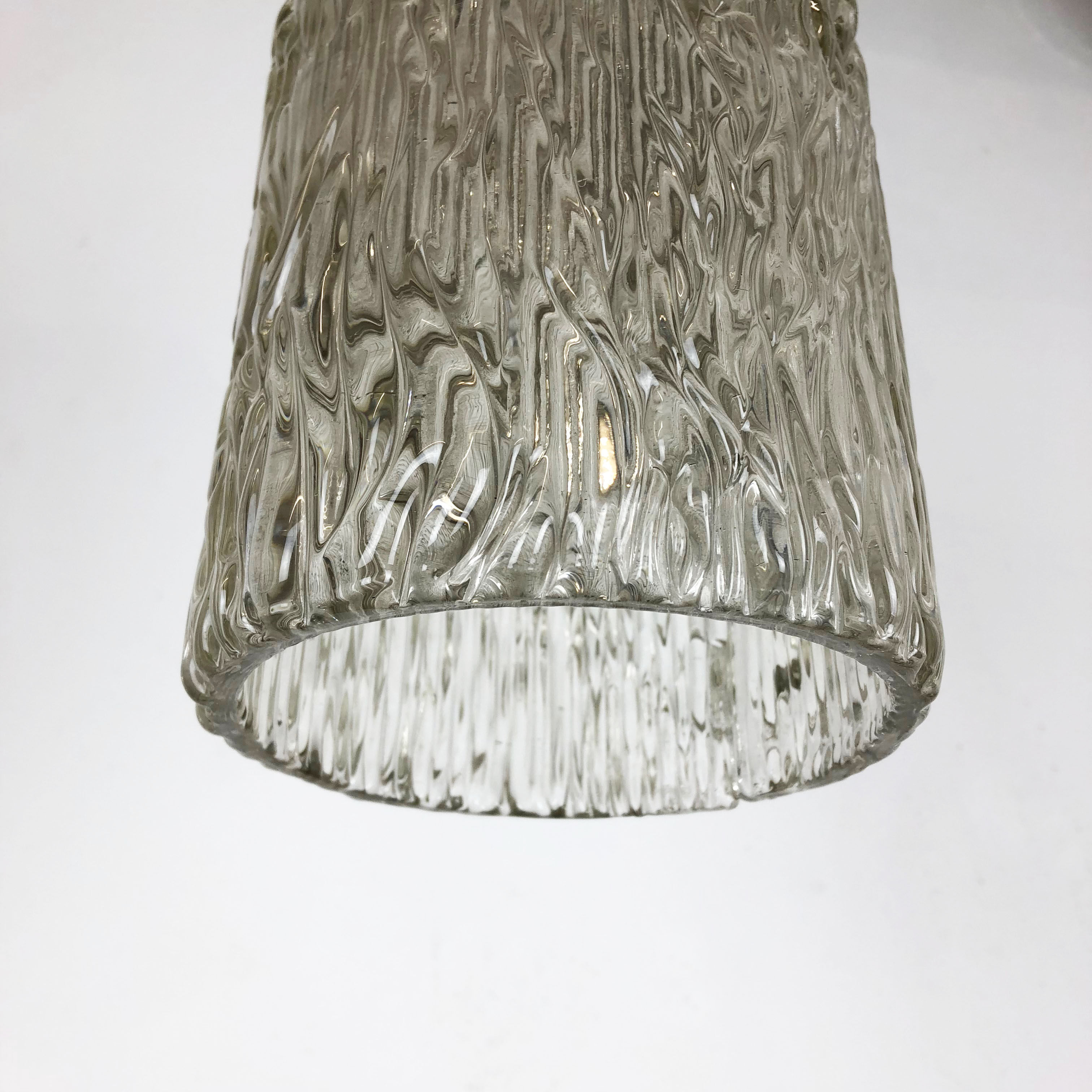 Hollywood Regency Ice Glass Hanging Light, J. T. Kalmar Lights, Austria, 1950s