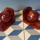 Pair of art deco bookends in thuya magnifying glass