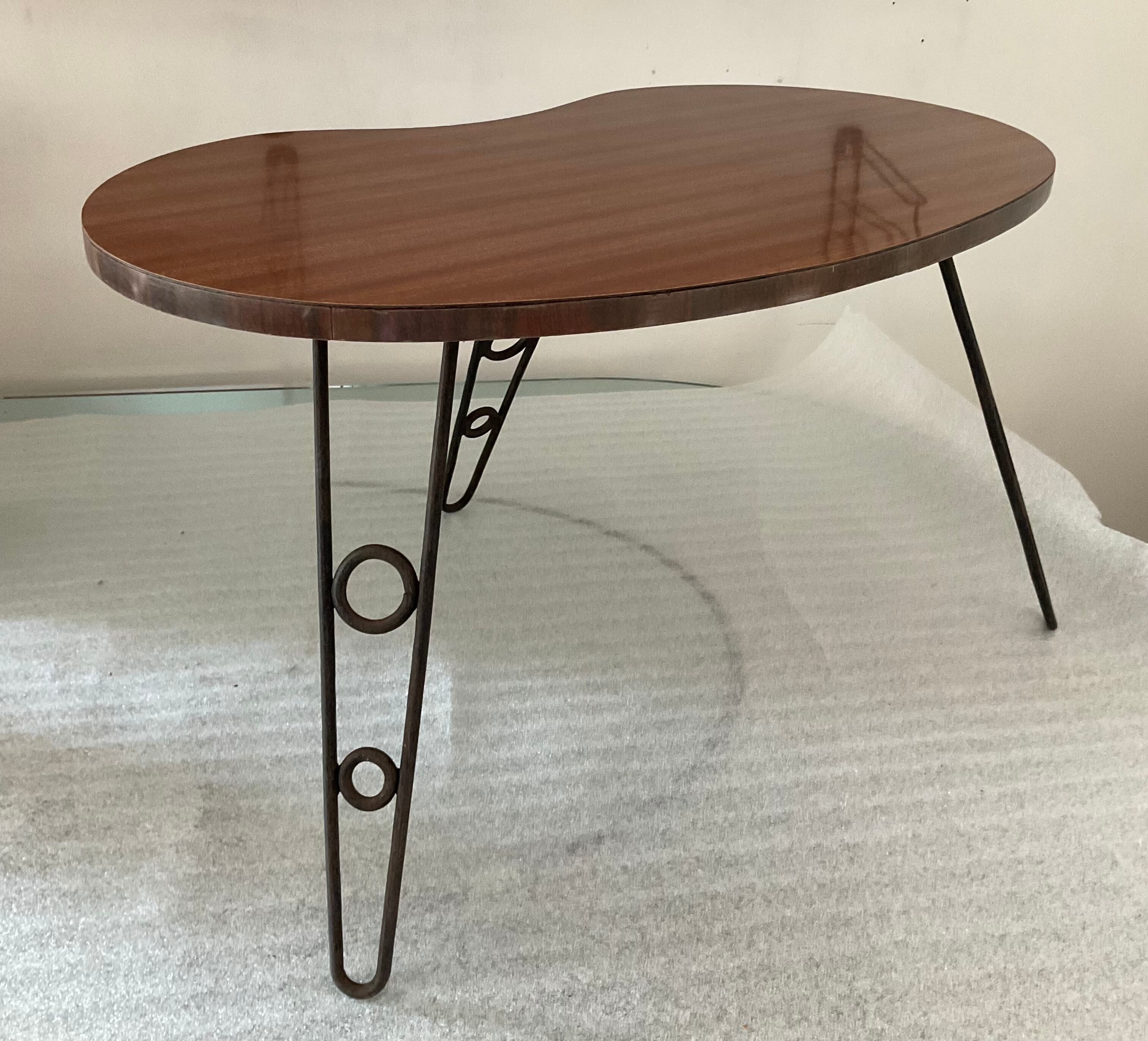 Free-form tripod coffee table from the 50s and 60s
