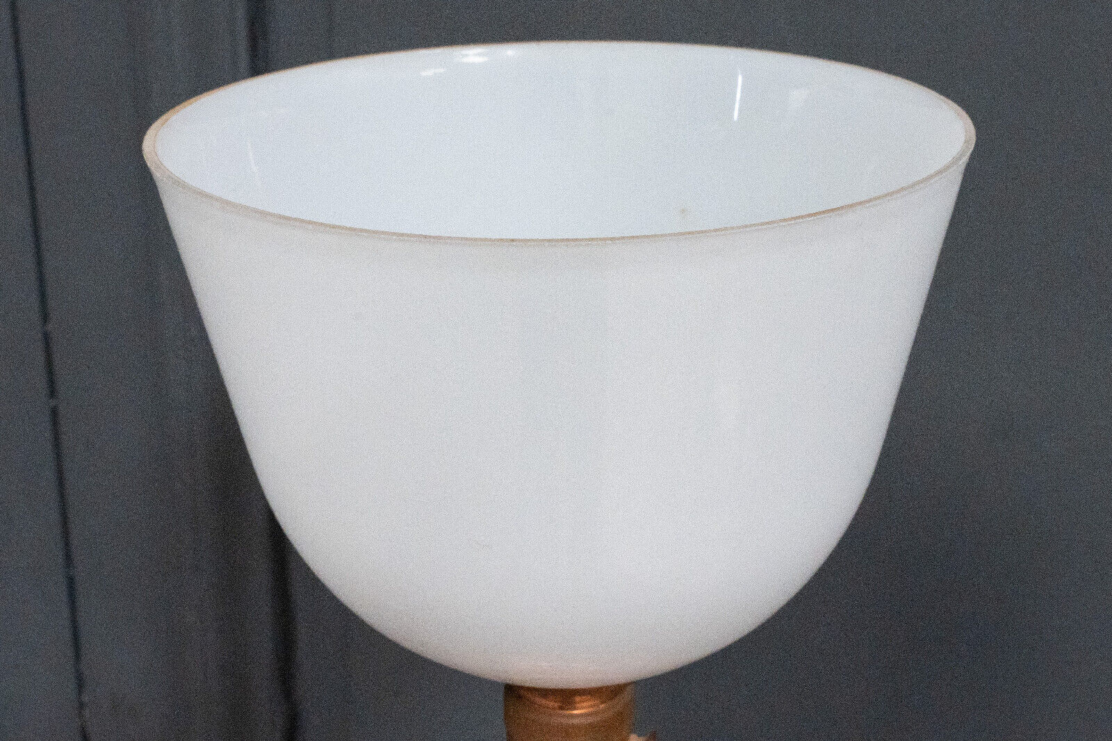 White Mazda opaline lamp on stand in wood and brass