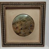 Round miniature painted on mother-of-pearl