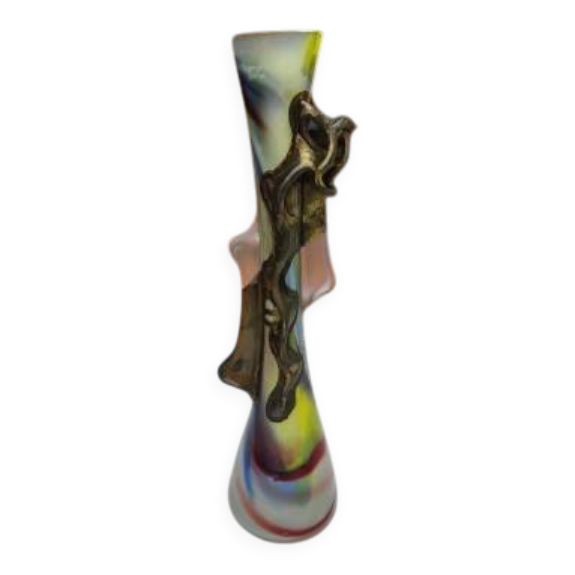 Vase in glass paste and bronze by F. Silviy