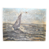Tableau ancien Peinture Marine "Voilier en mer" Huile sur toile du 19e s.