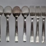 Set of 8 cutlery, tablespoons and fork "dixi" in silver metal