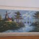 Large vintage painting "Landscape with Windmill" – Signed PAL – 1960s/70s
