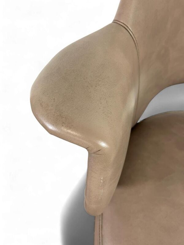 Chaise lounge vintage taupe / chaise de bureau avec cadre chromé