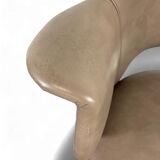 Vintage taupe lounge chair / office chair with chrome frame