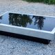Coffee table in brushed steel and black tinted glass from the 70s