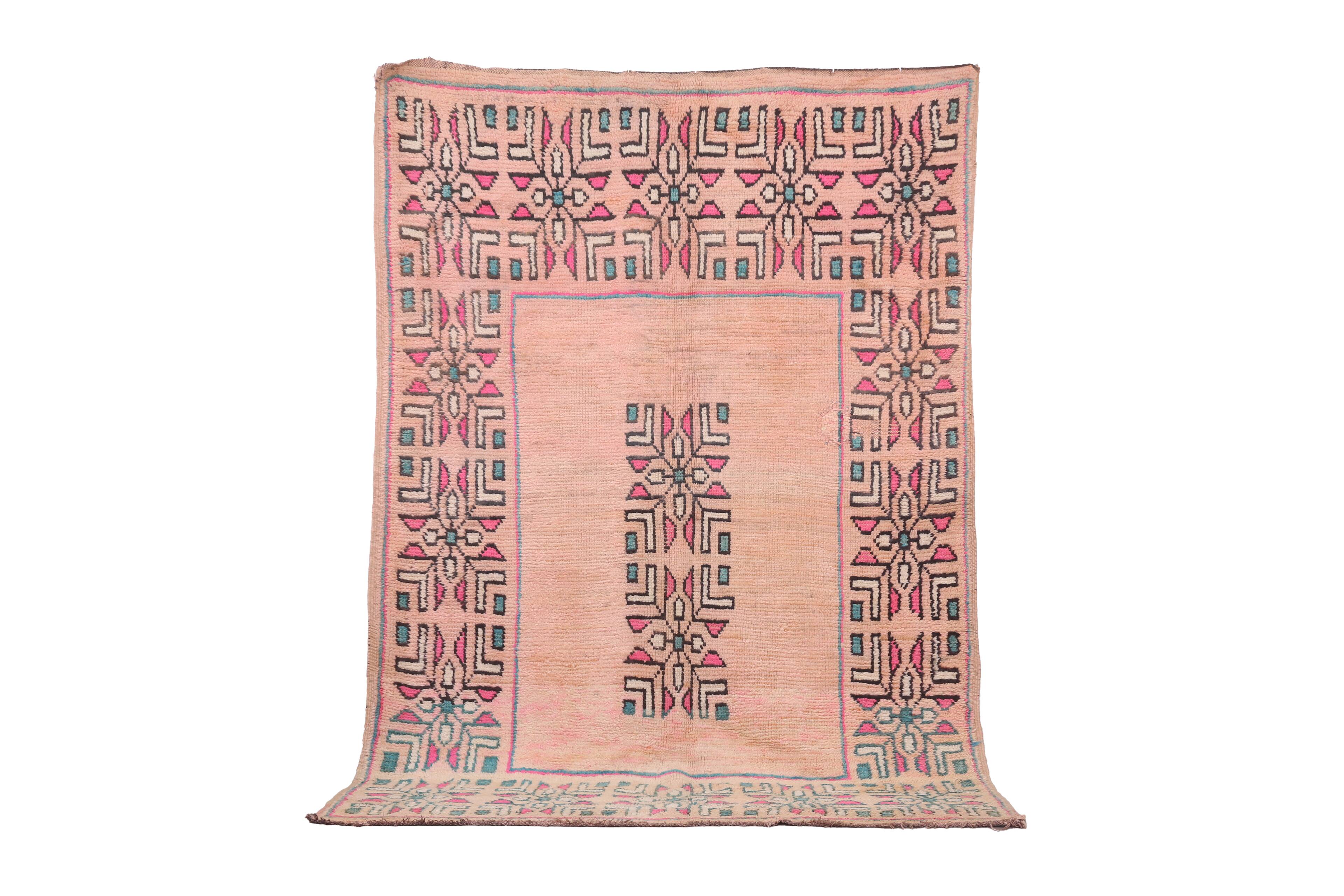 Pink Vintage Moroccan Rug 176 x 259 cm - Berber Rug Handmade - Wool Rug