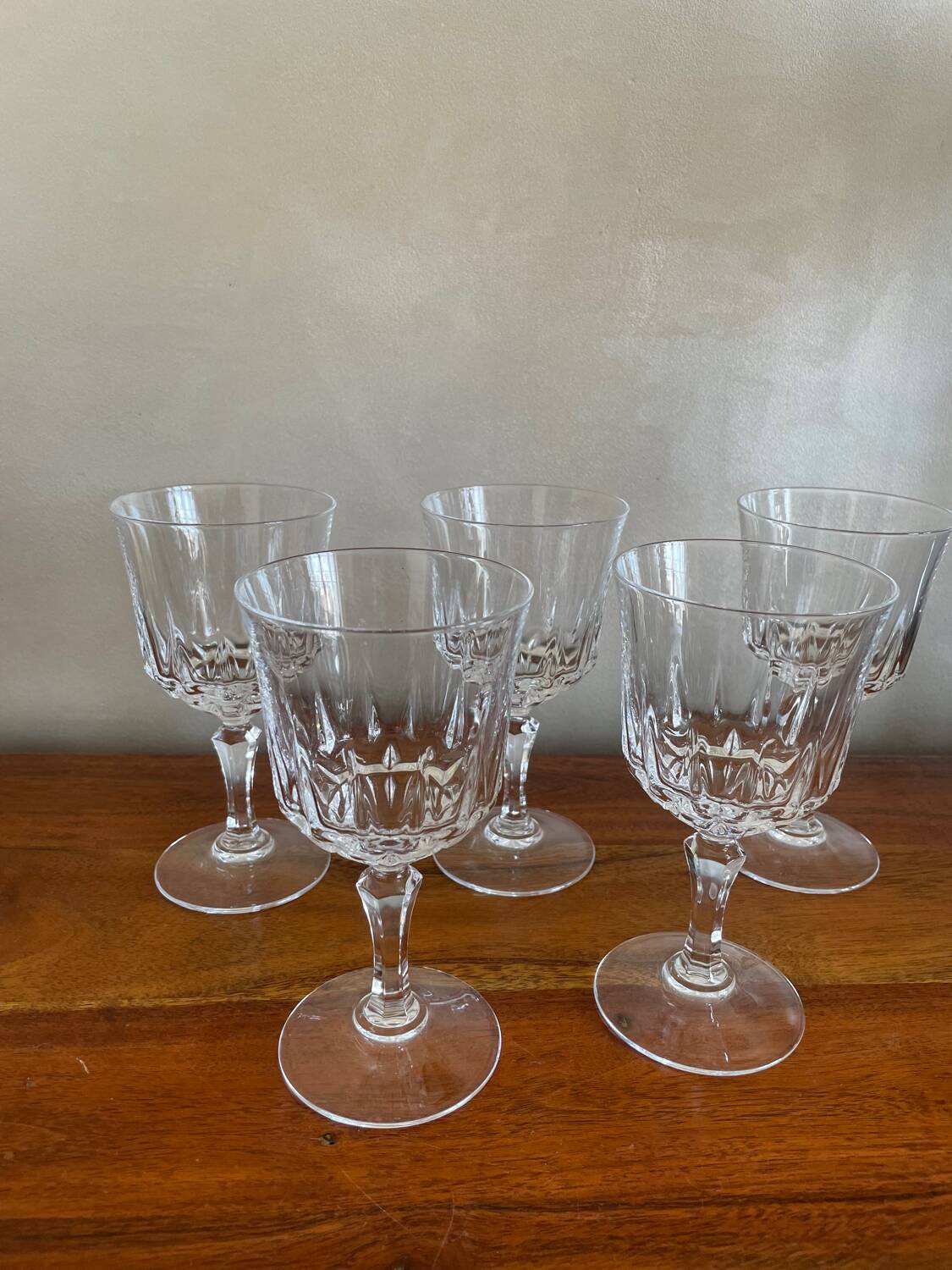 5 large Arques crystal water glasses