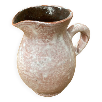 Ancien pichet céramique blanche & rose années 60 vintage