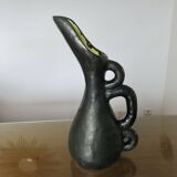 Large Ray Camart vase, Vallauris, free-form in matte black ceramic, 1950