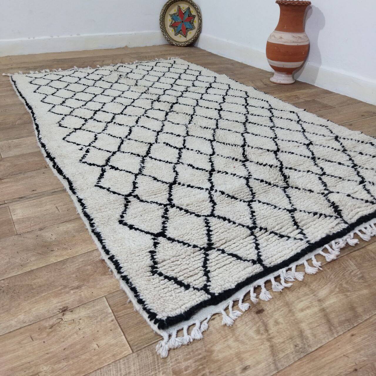 Handmade wool Berber rug 220 x 130 cm