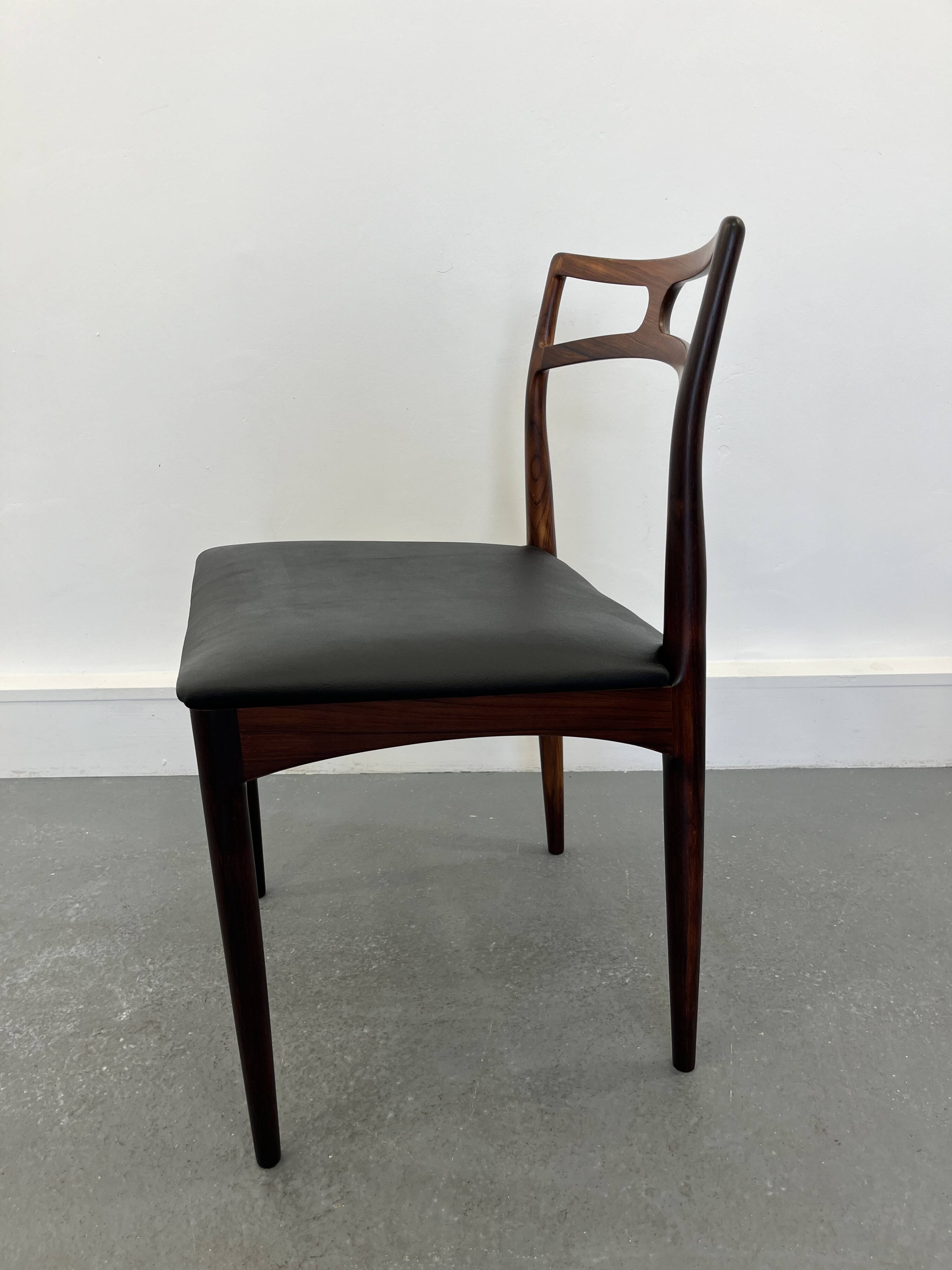 Danish Model 94 Side Chairs in Rosewood and Leather by J.Andersen for Christian Linneberg, 1960 s,