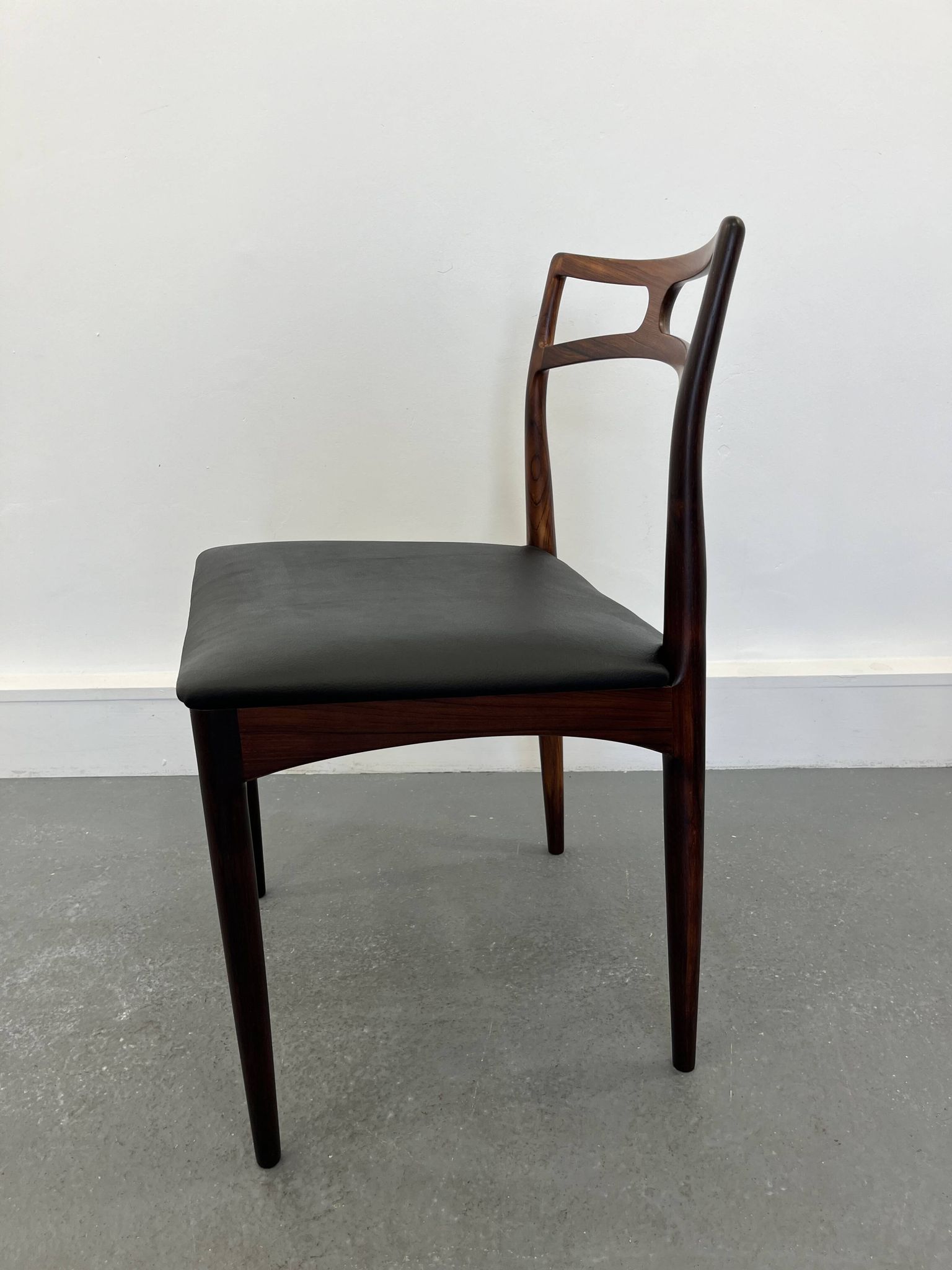 Chaises d'appoint danoises modèle 94 en palissandre et cuir par J.Andersen pour Christian Linneberg, années 1960,