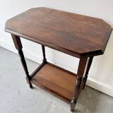 Table d'appoint ancienne en bois à 2 niveaux