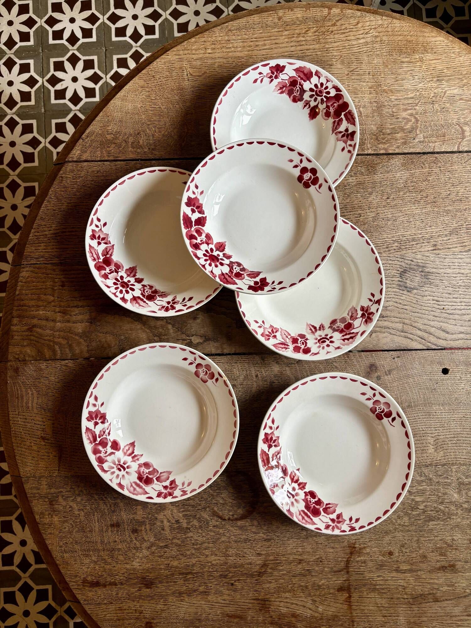 Set of 6 vintage deep plates Model Jane by Céranord
