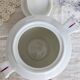 Vintage white porcelain sugar bowl with double handles - Floral decoration