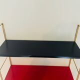 Modular vintage wall shelf, black and red metal circa 1960s