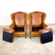 Set of two sheep leather wingback armchairs Delft