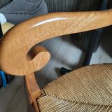 Armchair in wood and straw