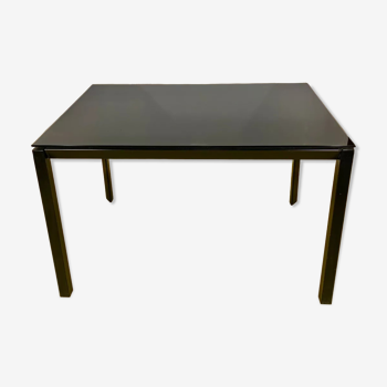 Black Glass Dining TABLE, Vintage with extension, high quality.