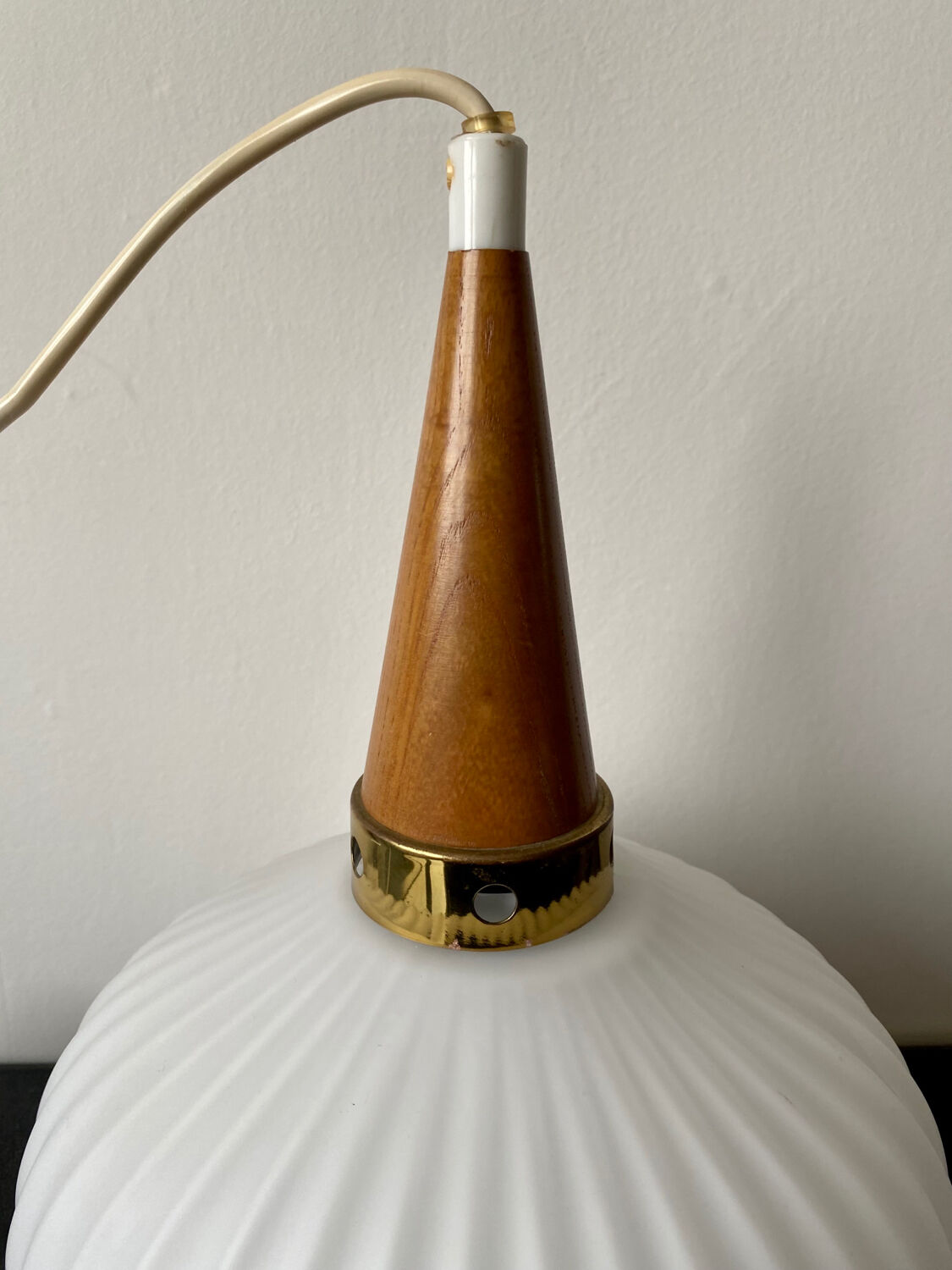 Louis Kalff brushed opaline lamp