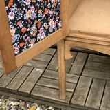 Art nouveau side table in raw wood