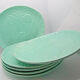 Set of 6 XL fish plates in sky blue earthenware