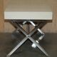 Vintage writing desk with chrome X-shaped top and patinated crocodile leather.