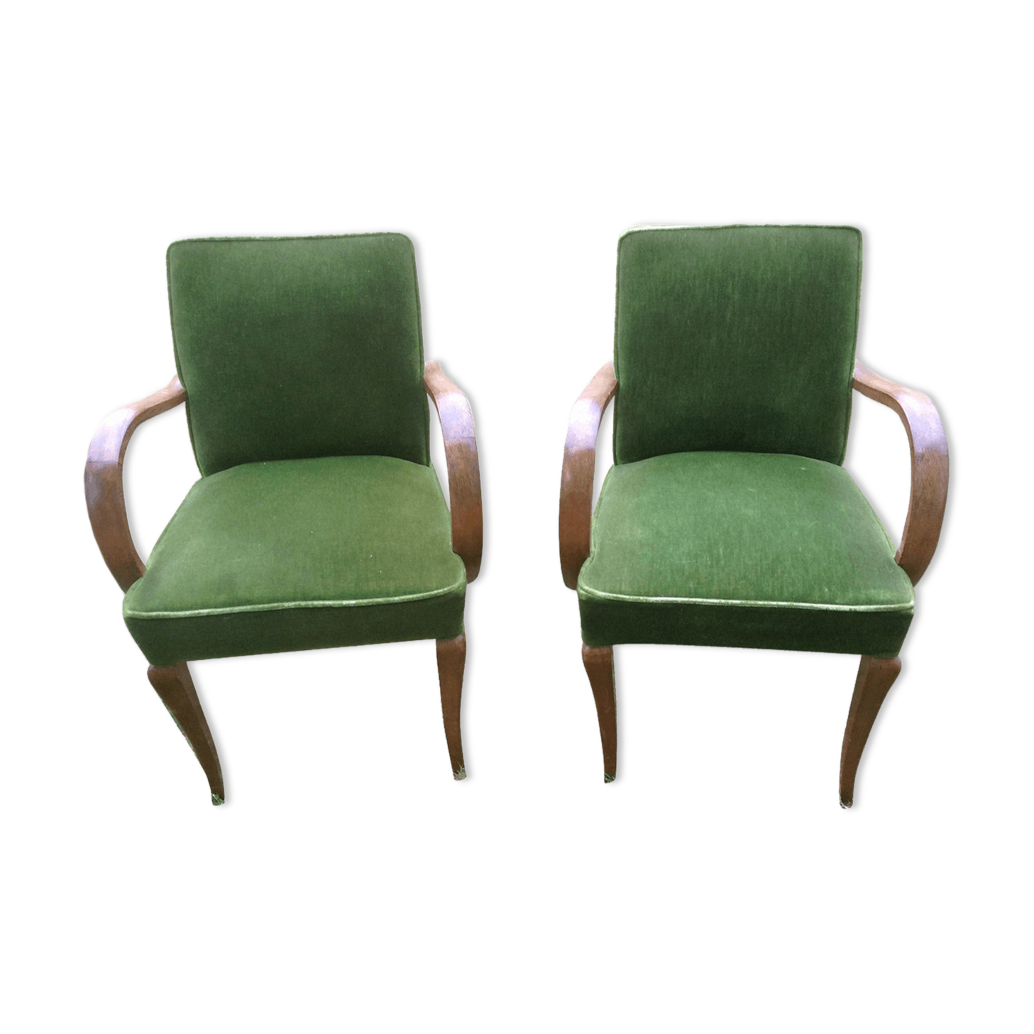 Pair of bridge Green Velvet Chair