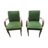 Pair of bridge Green Velvet Chair