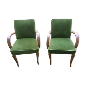 Pair of bridge Green Velvet Chair