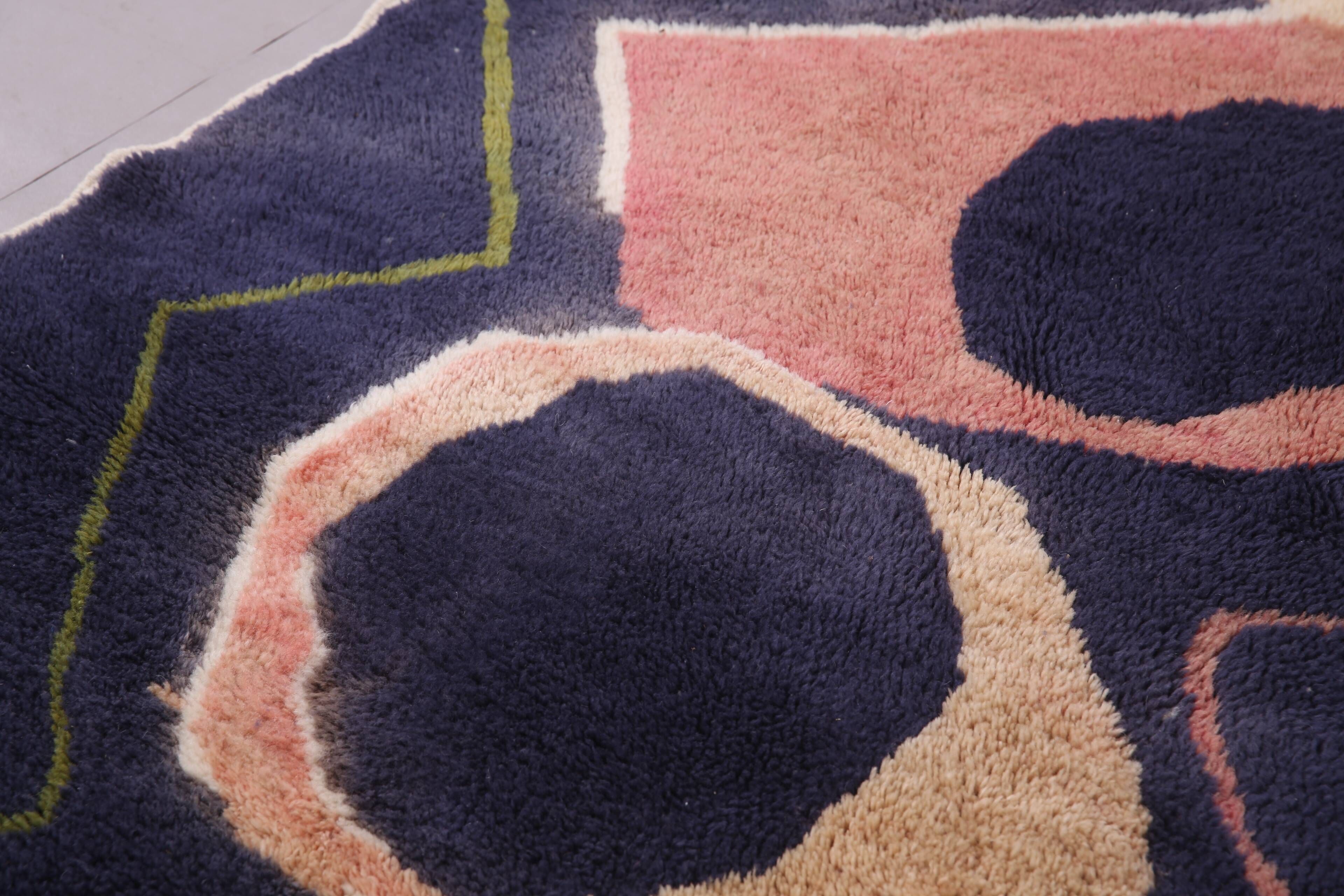 Vintage Abstract Beni Merirt Rug 180 x 225 cm, Beni Ourain Rug, Boho Rug