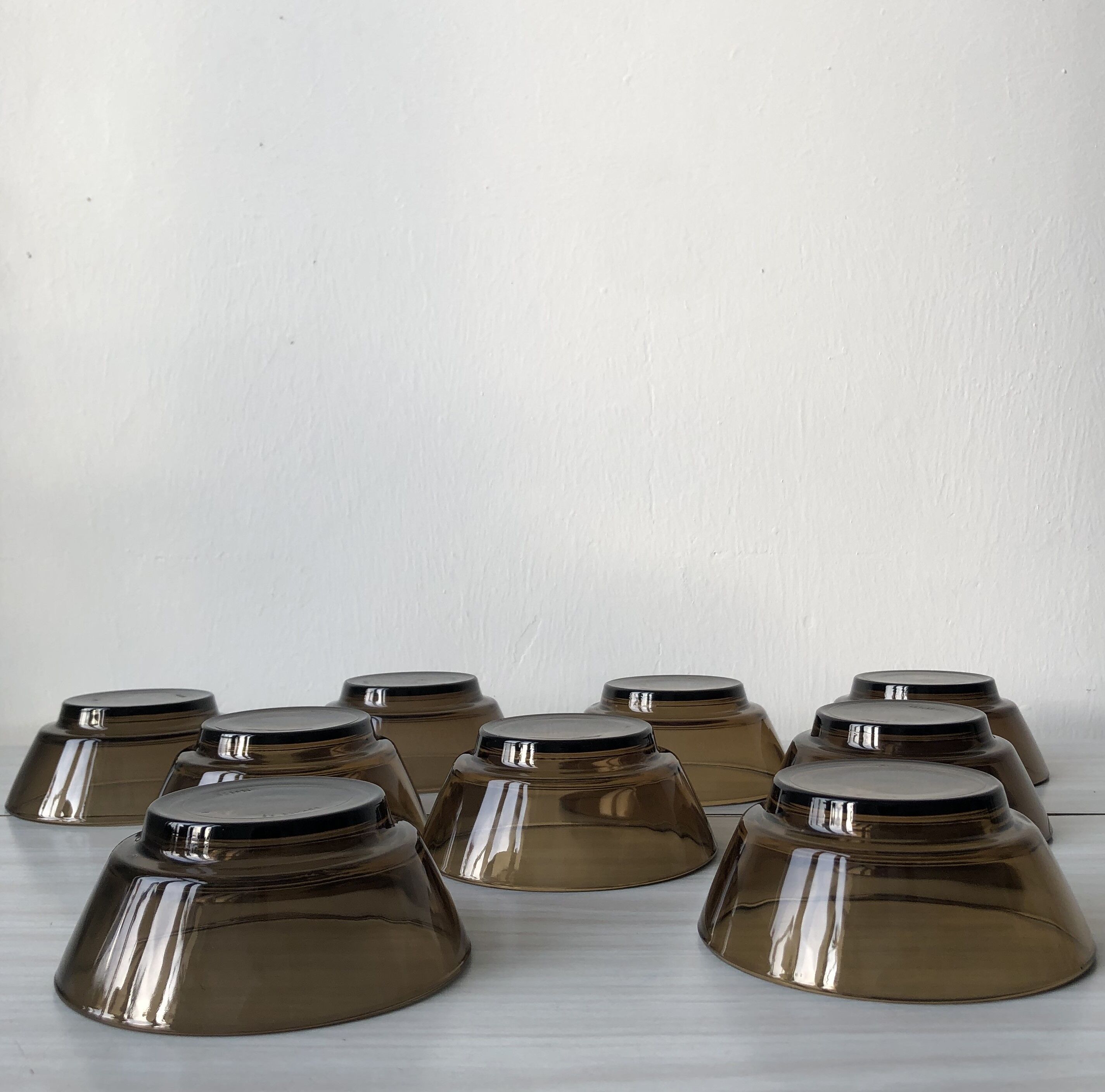 8 versatile smoked glass bowls or ramekins, vereco "jumbo" model