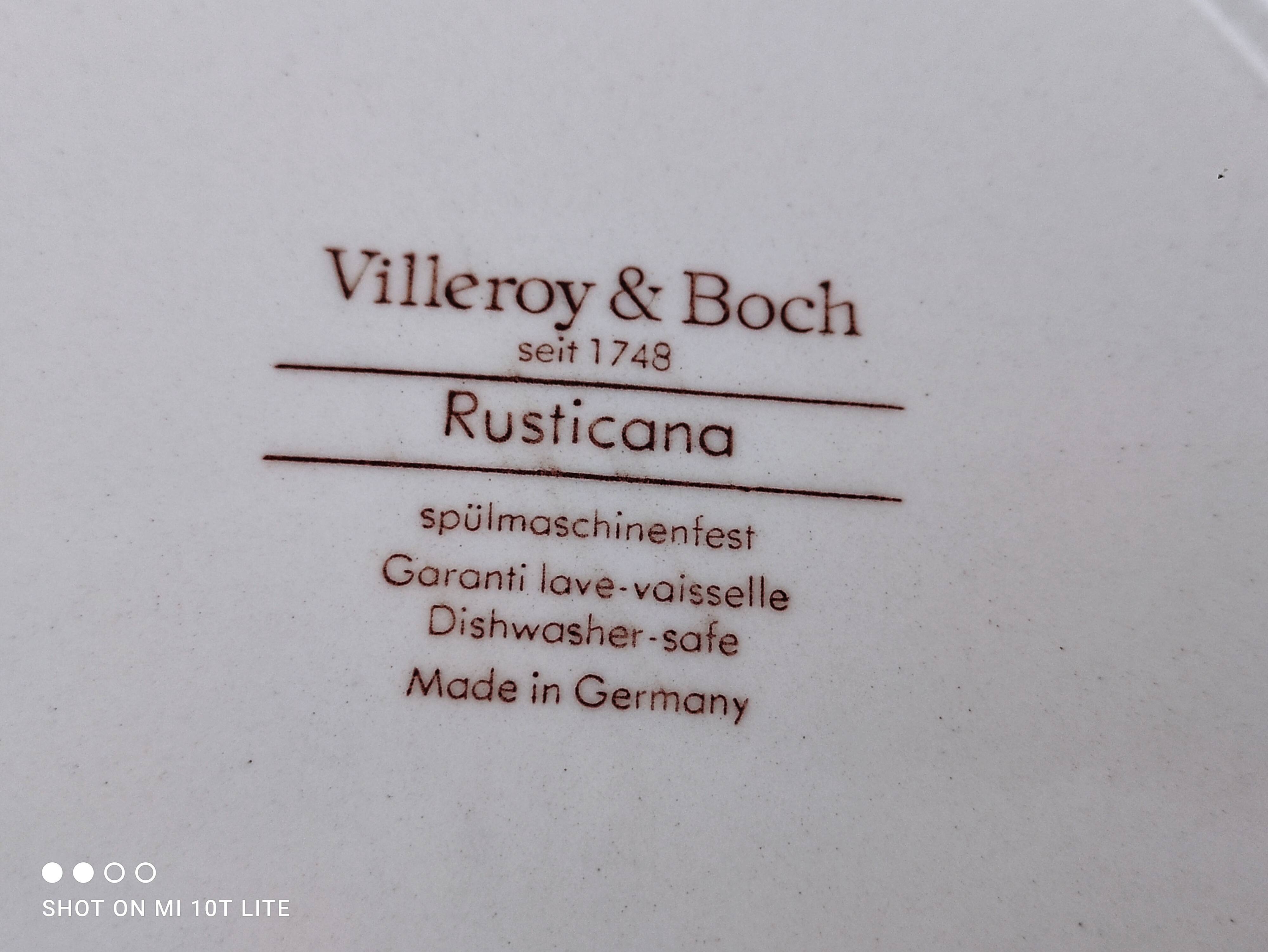 Set of 6 hollow plates in opaque porcelain Villeroy & Boch model Rusticana red English décor