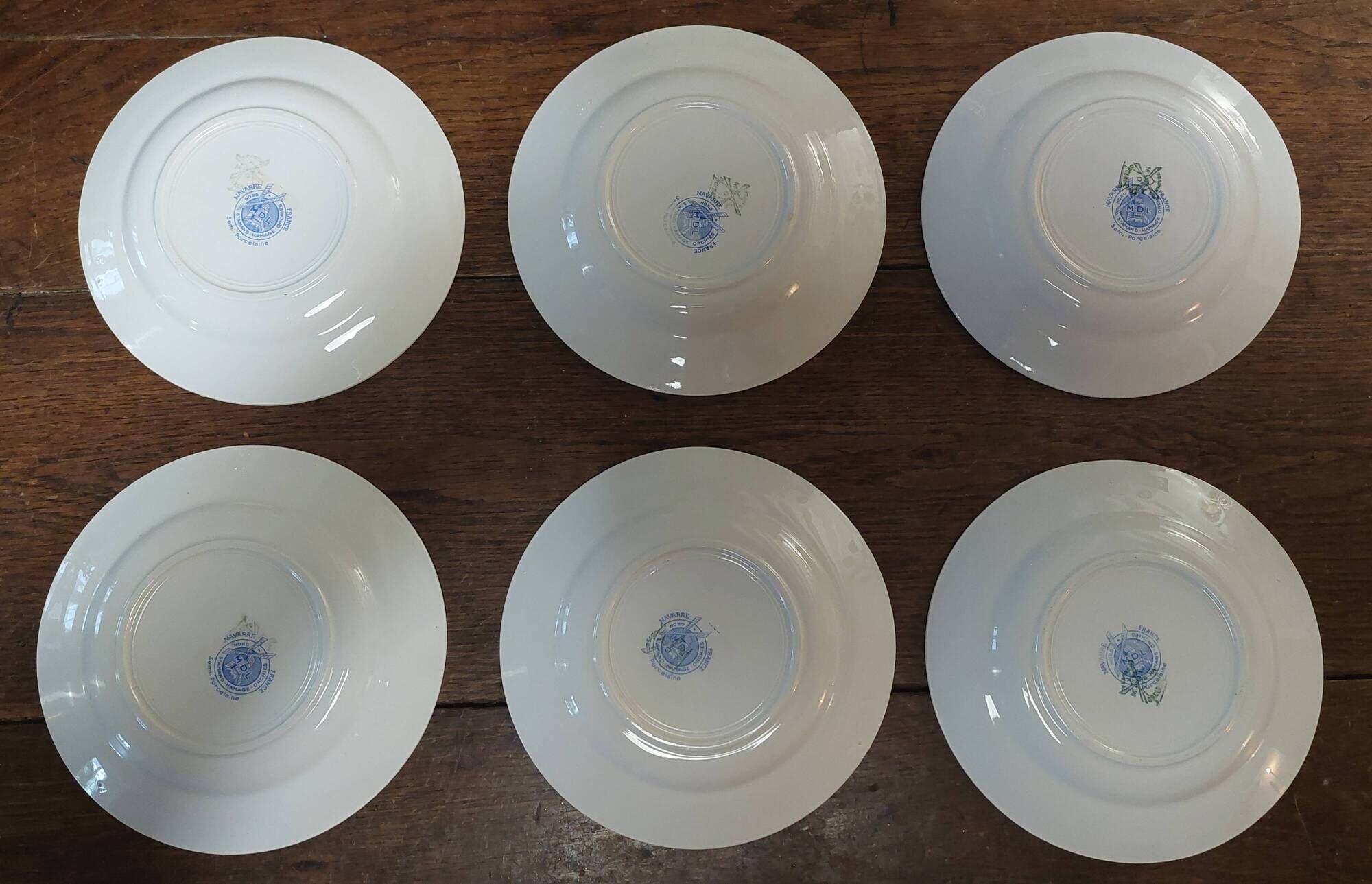 Set of six dessert plates Moulin des Loups Saint Amand Navarre pattern