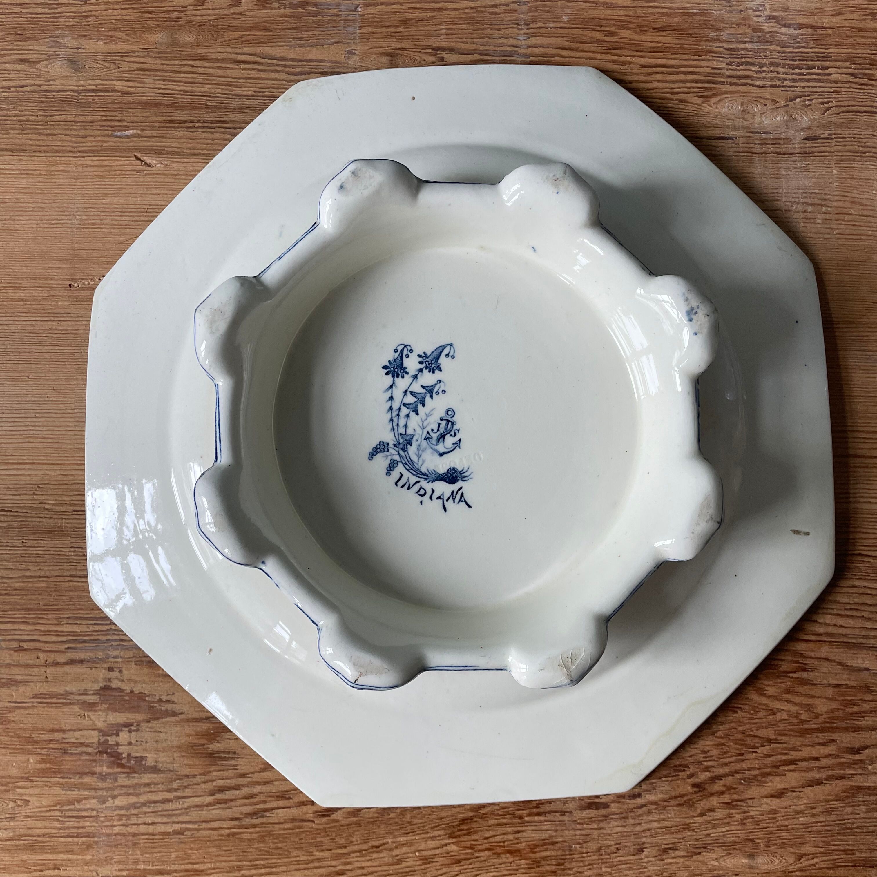 Octagonal composition dish in Clairefontaine earthenware, indiana model 19th