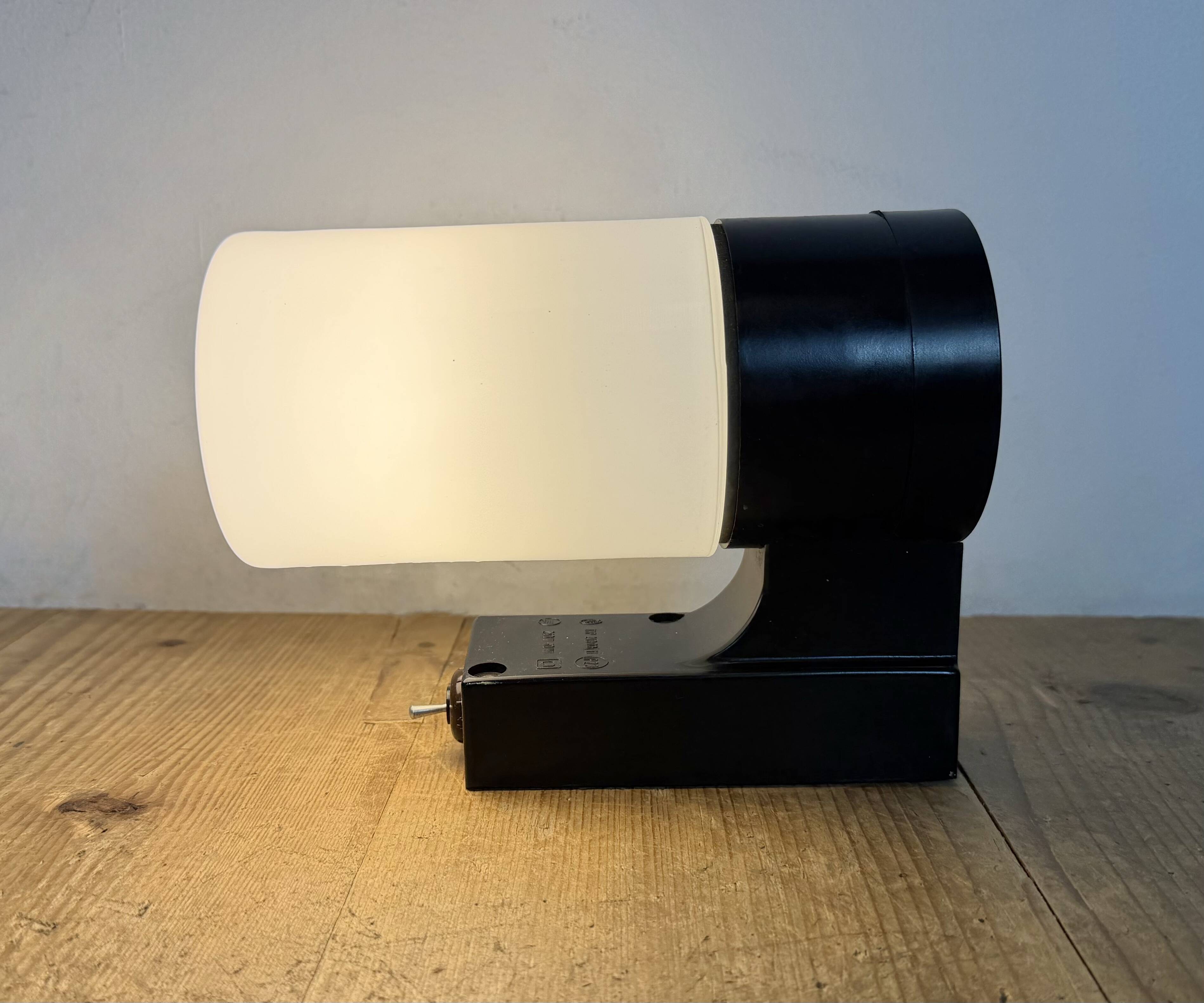 Industrial Brown Bakelite Wall Light with Milk Glass, 1960s